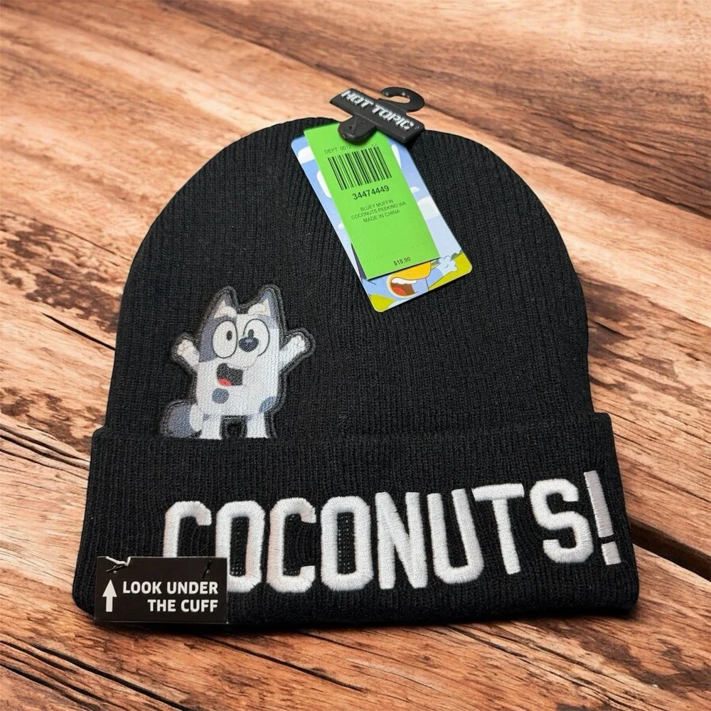 Adult Bluey Muffin Coconuts Black‎ Beanie Hat Hot Topic